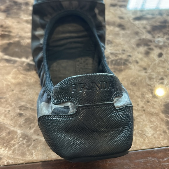 Prada Black Leather Ballet Flats - Picture 3 of 6